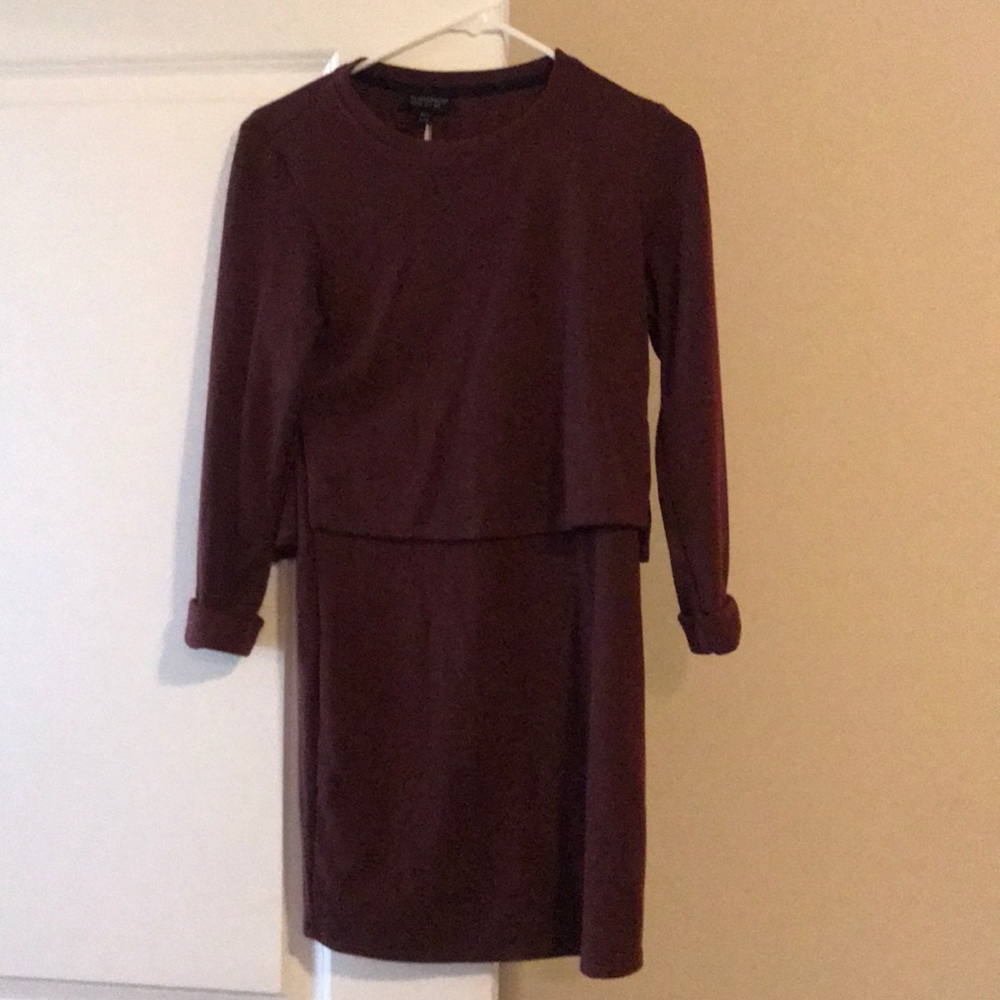 TOPSHOP maroon sweater dress
